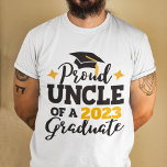 Proud Uncle 2022 graduate black gold tassel T-Shirt<br><div class="desc">Celebrate your niece's or nephew's graduation with this modern t-shirt featuring a "Proud UNCLE of a 2022 Graduate" typography in black and gold; easily customise this t-shirt with the graduation year by editing the template field. This t-shirt is part of our "Graduation Family Matching T-Shirts" with many coordinating items for...</div>