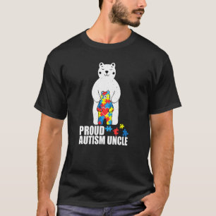 Proud Uncle Bear Autism Awareness Puzzle Piece Fam T-Shirt