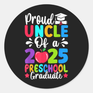 Proud Uncle Cl Of 2025 Preschool Prek Graduate Gra Classic Round Sticker
