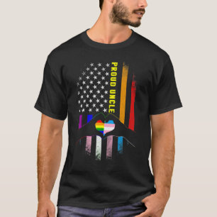 Proud Uncle Lgbt With Rainbow And Transgender Usa T-Shirt