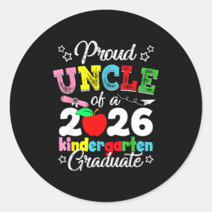 Proud uncle of 2026 kindergarten graduation classic round sticker