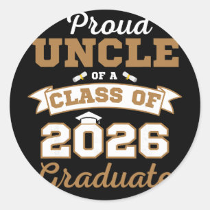 Proud Uncle Of A Cl Of 2026 Graduate Shirt Melanin Classic Round Sticker
