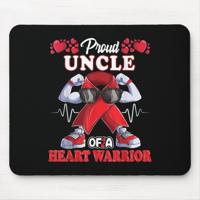 Proud Uncle Of A Heart Warrior Chd Awareness Red R Mouse Pad (Front)