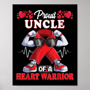 Proud Uncle Of A Heart Warrior Chd Awareness Red R Poster