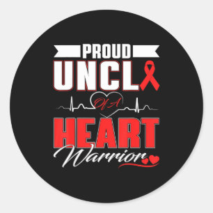 Proud Uncle Of A Heart Warrior Heart Disease Aware Classic Round Sticker