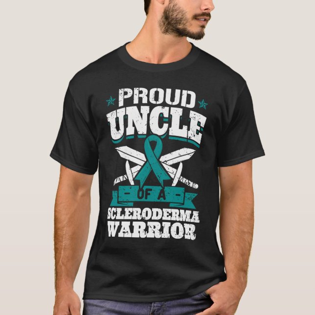 Proud Uncle Of A Scleroderma Warrior Awareness Rib T-Shirt (Front)