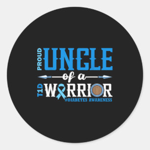 Proud Uncle Of A T1d Warrior Diabetes Awareness Ri Classic Round Sticker