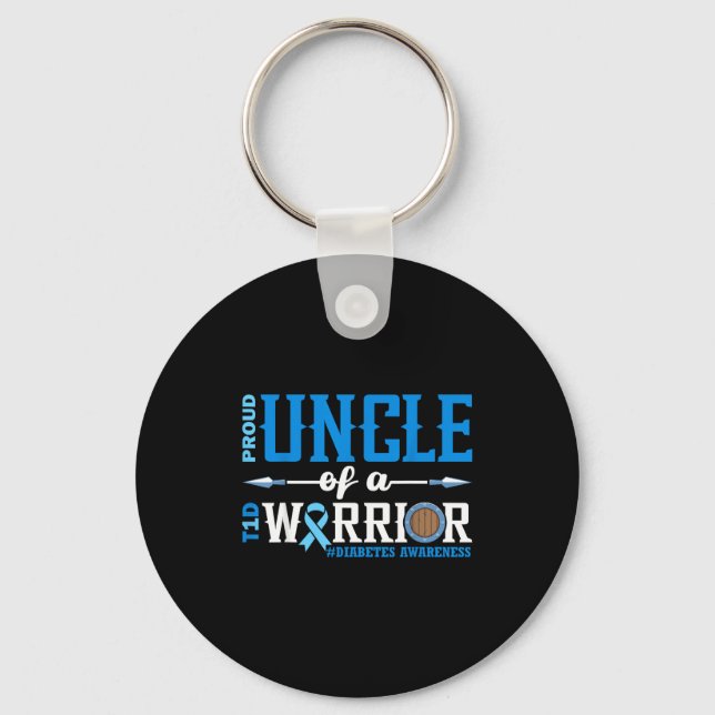 Proud Uncle Of A T1d Warrior Diabetes Awareness Ri Key Ring (Front)