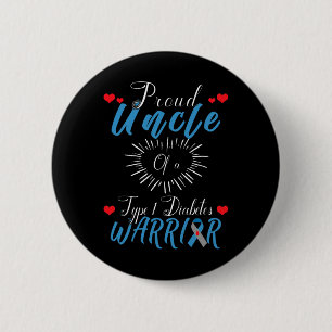 Proud Uncle Of A Type 1 Diabetes Warrior Awareness 6 Cm Round Badge