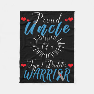 Proud Uncle Of A Type 1 Diabetes Warrior Awareness Fleece Blanket