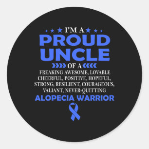 Proud Uncle Of Alopecia Warrior T Classic Round Sticker