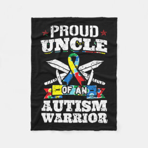 Proud Uncle Of An Autism Warrior Autistic Awarenes Fleece Blanket