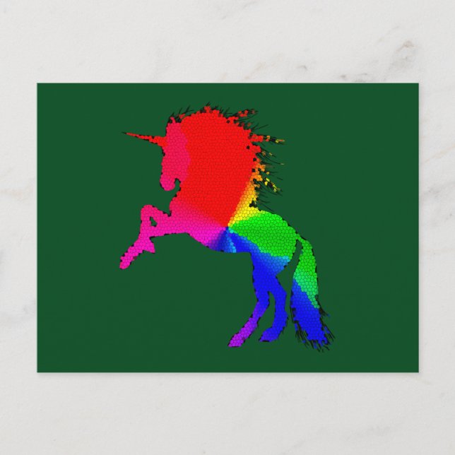 Proud Unicorn of Colourful Stain Glass Design, ZKO Postcard (Front)