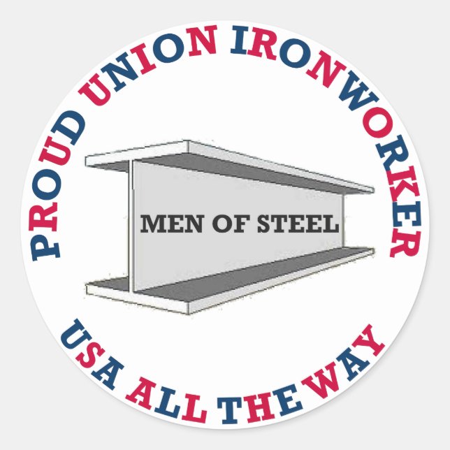 Proud Union Ironworker USA Sticker (Front)