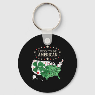 Proud Us Clover Map - Lucky To Be American Key Ring