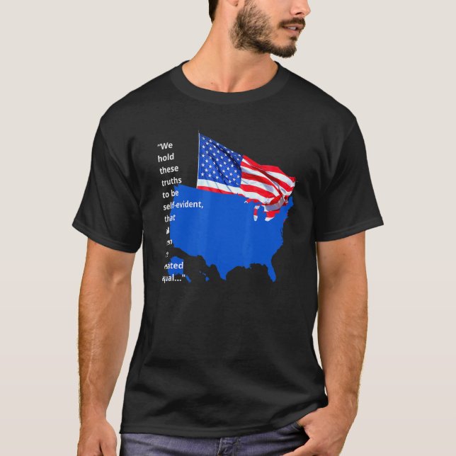 Proud US Country Flag All created equal Equality H T-Shirt (Front)