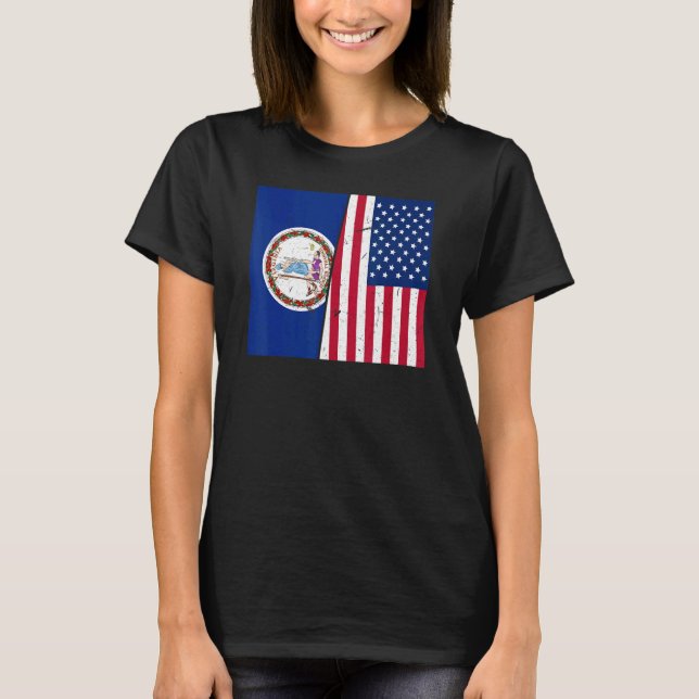 Proud Usa Home Country Patriotic Home State Flag V T-Shirt (Front)