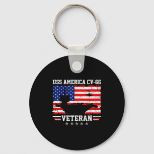 Proud uss america cv-66 veteran flag aircraft key ring