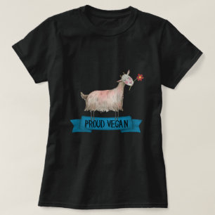Proud Vegan Cute Goat With Flower Illustration Art T-Shirt