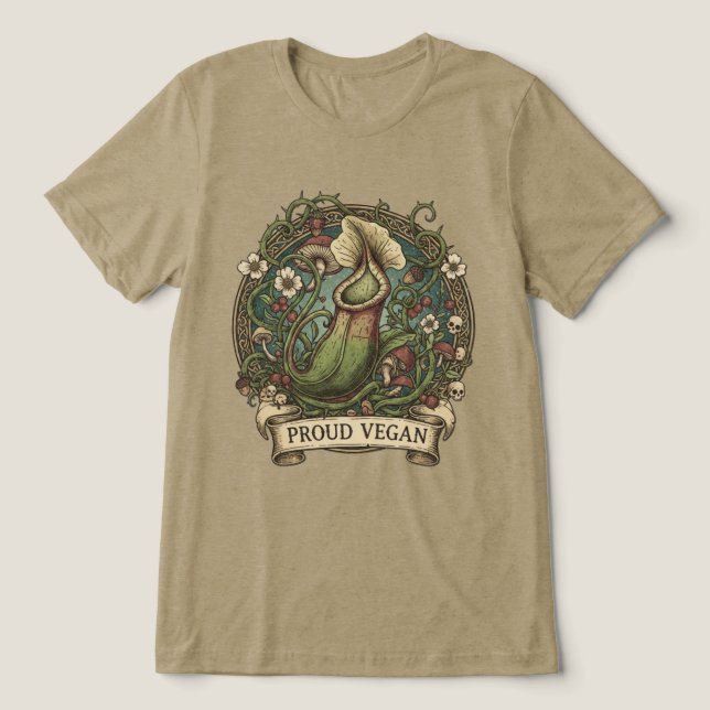 Proud Vegan Funny Tri-Blend Shirt (Design Front)