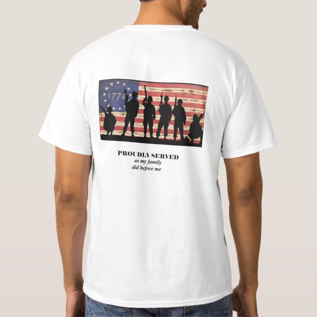 Proud Veteran 1776 American Flag T-Shirt (Back)