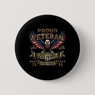 Proud Veteran 250 Years Aamerica 1776 2026 Flag 6 Cm Round Badge