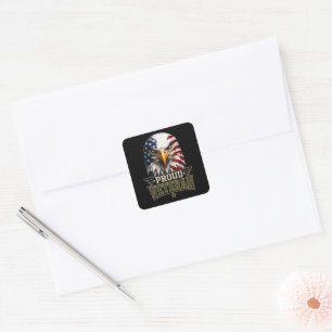 Proud Veteran Eagle – Memorial Day American Flag Square Sticker