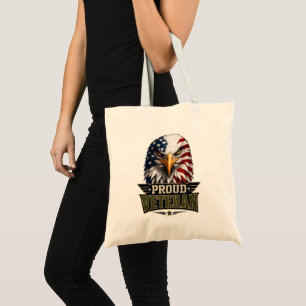 Proud Veteran Eagle – Memorial Day American Flag Tote Bag