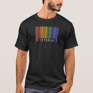Proud Veteran Gay Pride Flag Barcode Veterans Day  T-Shirt