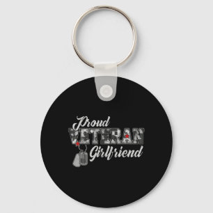 Proud Veteran Girlfriend Camouflage Vet Family Key Ring