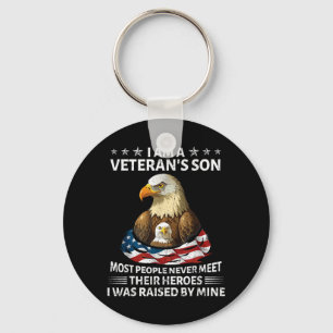 Proud Veteran Son was Raised by Hero Fathers Day Key Ring