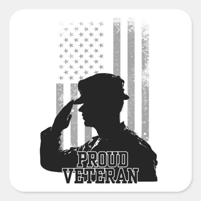 Proud Veteran Square Sticker (Front)