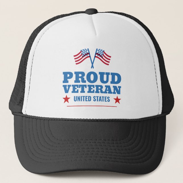 Proud Veteran United States Trucker Hat (Front)