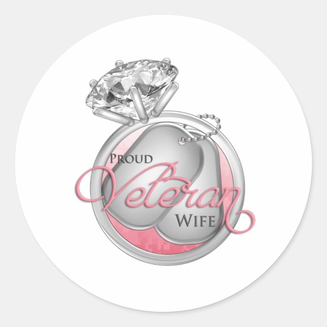 Proud Veteran Wife Classic Round Sticker (Front)