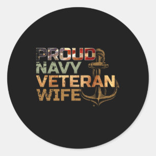 Proud Veteran's Wife Usa American Flag Patriotic Classic Round Sticker
