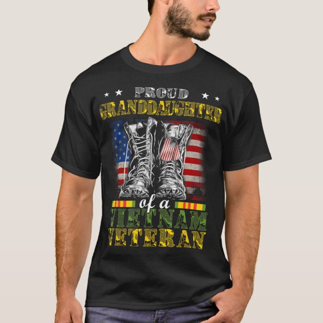 Proud Vietnam Veteran Granddaughter Gifts Raised B T-Shirt (Front)