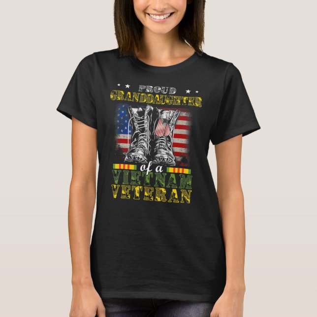  Proud Vietnam Veteran Granddaughter Gifts Raised T-Shirt (Front)