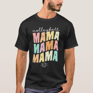 Proud Volleyball Ball Mama For Women Groovy Volley T-Shirt