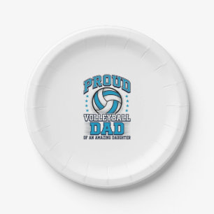 Proud Volleyball Dad Vintage Sports Shirt Design_1 Paper Plate
