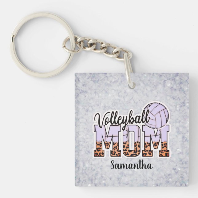 Proud Volleyball Mom – Serving Up Support Key Ring (Front)