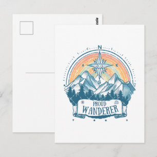 Proud Wanderer LGBTQ Camping – Rainbow Compass Postcard