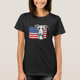 Proud Whippet American US Flag Patriotic mum Greyh T-Shirt