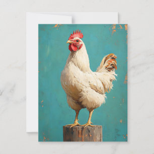 Proud White Chicken Postcard