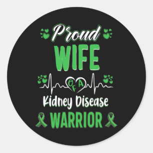 Proud Wife Kidney Disease Warrior Awareness Ribbon Classic Round Sticker