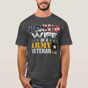 Proud Wife of A Army Veteran American Flag Militar T-Shirt
