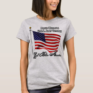 Proud Wife Of A US Army Veteran With USA Flag T-Shirt