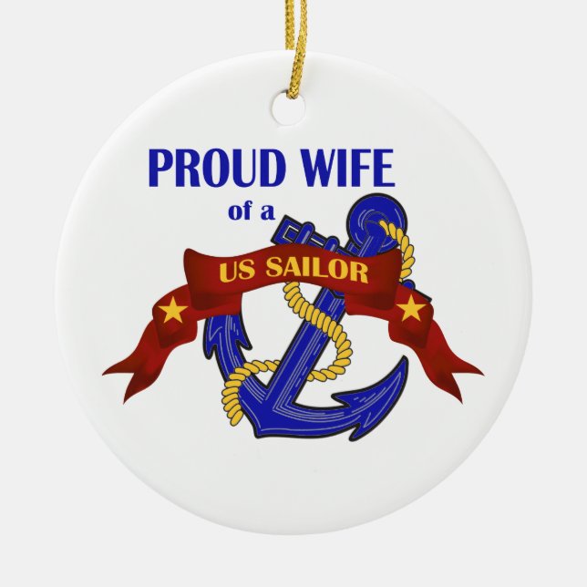 Proud Wife of a US Sailor Ornament (Front)