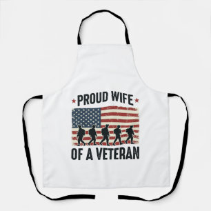 Proud Wife of a Veteran Patriotic Shirt Design (2) Apron
