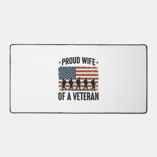 Proud Wife of a Veteran Patriotic Shirt Design (2) Desk Mat