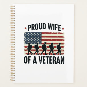 Proud Wife of a Veteran Patriotic Shirt Design (2) Planner
